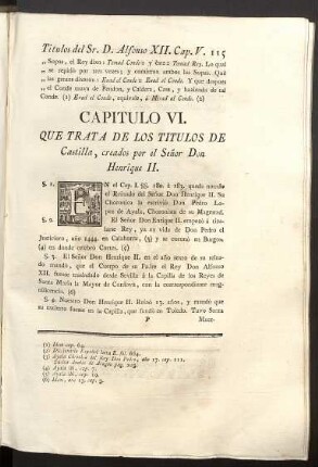 Capitulo VI. Titulos del Señor Don Henrique II.