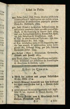 59-135, Libri in Quarto.