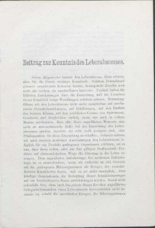 Beitrag zur Kenntnis des Leberabscesses.