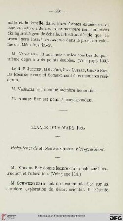 Séance du 6 Mars 1885