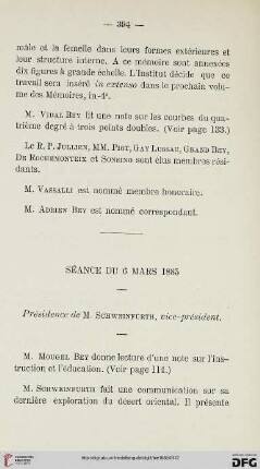 Séance du 6 Mars 1885