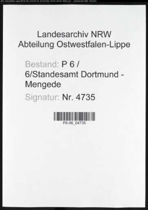 Sterberegister Standesamt Dortmund-Mengede (XIII)