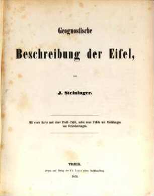 Geognostische Beschreibung der Eifel