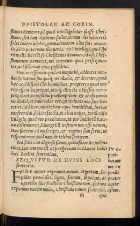 Sequitur De Huius Loci sententia.
