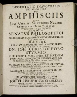 Dissertatio Inauguralis Philosophica De Amphisciis