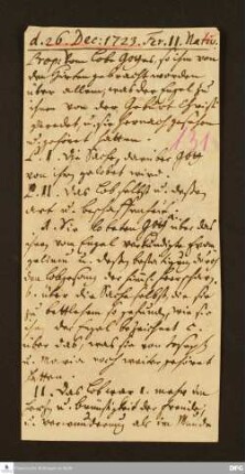 Disposition der Predigt von August Hermann Francke über Lk 2,15 am 26.12.1723.