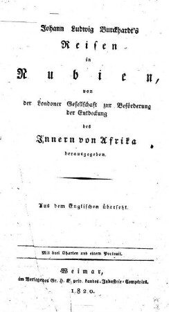 Johann Ludwig Burckhardt's Reisen in Nubien
