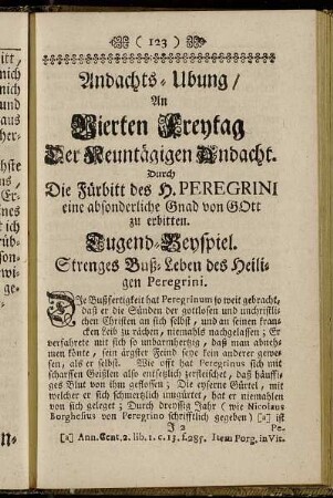 Andachts-Ubung/ An Vierten Freytag Der Neuntägigen Andacht.