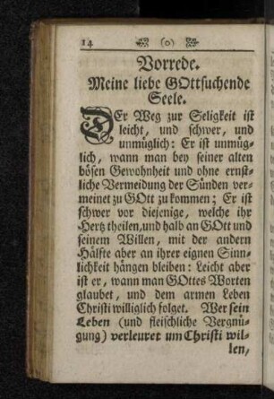 Vorrede. Meine liebe Gottsuchende Seele.