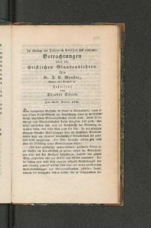 Betrachtungen über die christlichen Glaubenslehren.