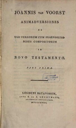 Animadversiones de usu verborum cum praepositionibus compositorum in novo Testamento