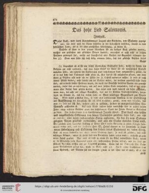 Das hohe Lied Salomonis