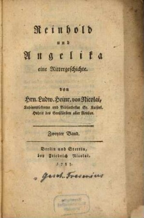 Reinhold und Angelika : eine Rittergeschichte, 2