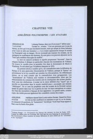 Chapitre VIII Asklêpios Polymorphe: Les Avatars