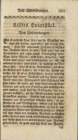 Eilftes Hauptstück. Von Unterredungen.