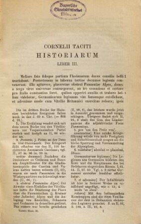 Cornelii Taciti historiarum libri qui supersunt. 2, Buch III - V