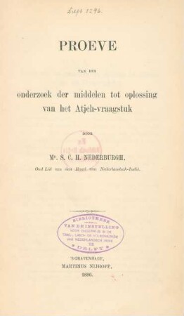 Proeve van een onderzoek der middelen tot oplossing van het Atjeh-vraagstuk