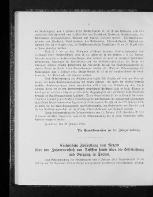 Einheitliche Feststellung von Regeln über den Zusammenstoß von Schiffen sowie über die Hilfsleistung und Bergung in Seenot