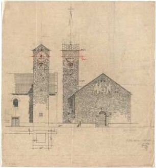 Döllgast, Hans; München; Kath. Pfarrkirche Heilig Blut - Turmgrundriss; Ansichten