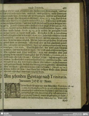 Am zehenden Sontage nach Trinitatis