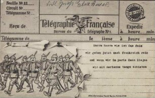 Hurra hurra wie ist das fein wir gehen jetzt nach Frankreich rein [...]