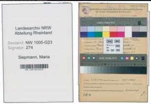 Entnazifizierung Maria Siepmann , geb. 16.07.1902 (Schneiderin)