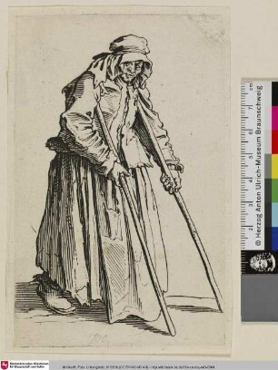 [Die Bettlerin mit den Krücken; La Mendiante aux béquilles]