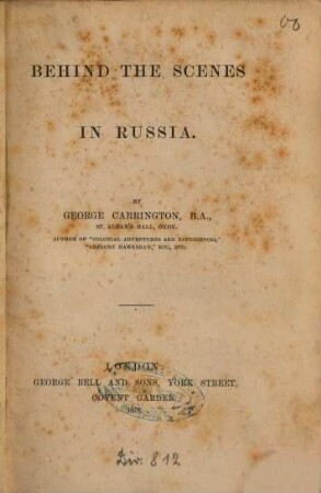 Behind the scenes in Russia : By George Carrington