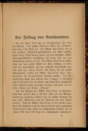 Der Festtag von Southampton