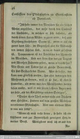 Confession des Philosophen zu Greifenstein ob Bonnland