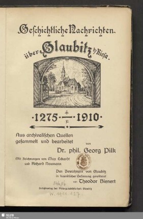 Geschichtliche Nachrichten über Glaubitz b/ Riesa : 1275-1910