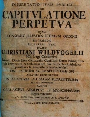 Dissertatio iuris publici de capitulatione perpetua