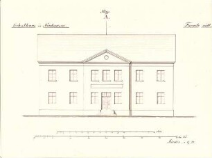 Klumpp, Karl F. A.; Neuhausen; Schulhaus - Südseite (Aufriss)