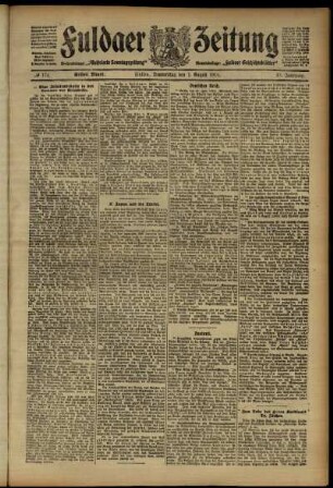 Erste Ausgabe vom Donnerstag, den 01. August 1912.