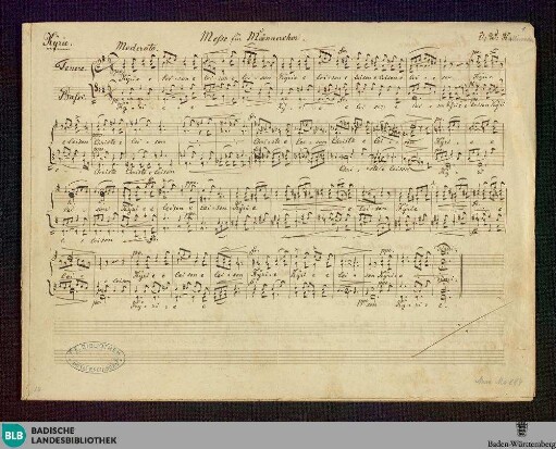 Masses - Don Mus.Ms. 884 : V (2), Coro maschile, org; G; StrK WoO 6.07