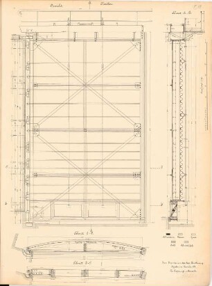 Kanalisierung der Oder Schleuse, Krappitz: Obertor: Ansicht, Schnitte 1:20