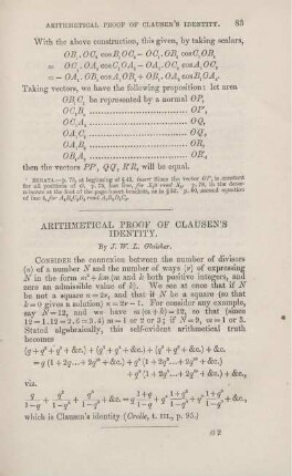 Artithmetical proof of Clausen's identity.