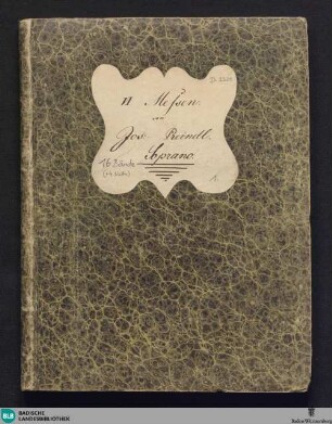 Messa in Es : a soprano, alto, tenore, basso, violino Imo, violino IIdo 2 oboe, 2 tromb. 2 clarin. timpani violone, ed organo; op. VIII ; no. 2