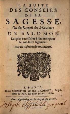 La suite des "Conseils de la sagesse"