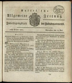 58tes Stueck, Mitwochen, den 16. Mai 1810