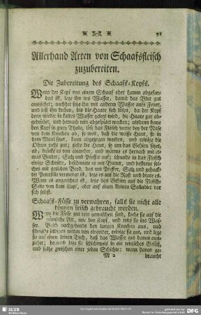 Allerhand Arten von Schaafsfleisch zuzubereiten