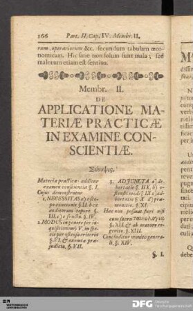 Membr. II. De Applicatione Materiæ Practicæ in Examine Conscientiæ