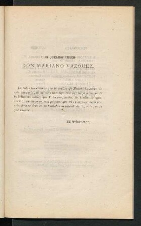 [Dedicatoria] A Don Mariano Vazquez