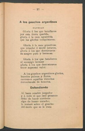 A los gauchos argentinos : Glorias
