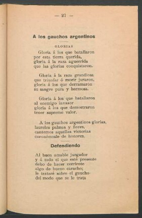 A los gauchos argentinos : Glorias