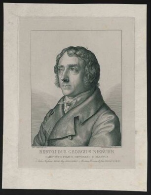 Bertoldus Georgius Niebuhr Carstenii Filius, Ditmarso Holsatus : Natus Hafniae XXVII Aug. MDCCLXXVI, Mortuus Bonnae II. Jan. MDCCCXXXI