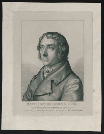 Bertoldus Georgius Niebuhr Carstenii Filius, Ditmarso Holsatus : Natus Hafniae XXVII Aug. MDCCLXXVI, Mortuus Bonnae II. Jan. MDCCCXXXI