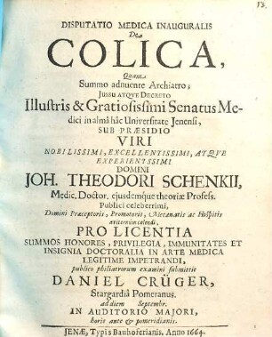 Disputatio Medica Inauguralis De Colica