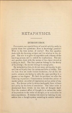 Metaphysics : a study in first principles