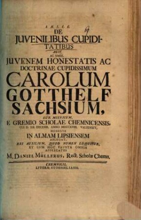 De iuvenilibus cupiditatibus agit